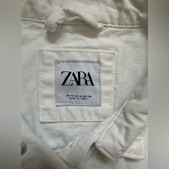 Zara White Distressed Denim Jacket - Picture 9 of 10
